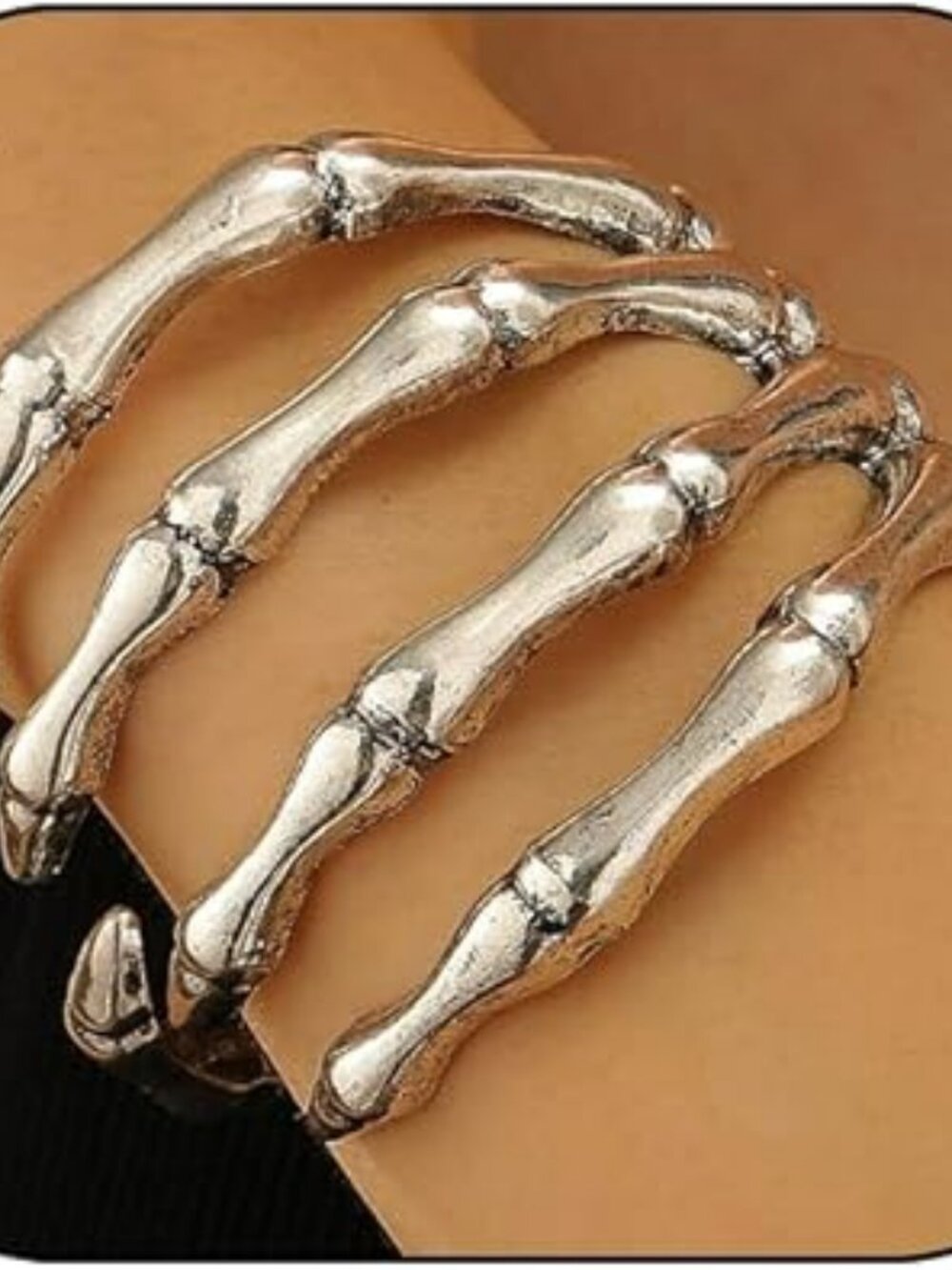 NEW Skeleton Hand Bracelet Silver Skull Arm Cuff Open Adjustable Standout Goth